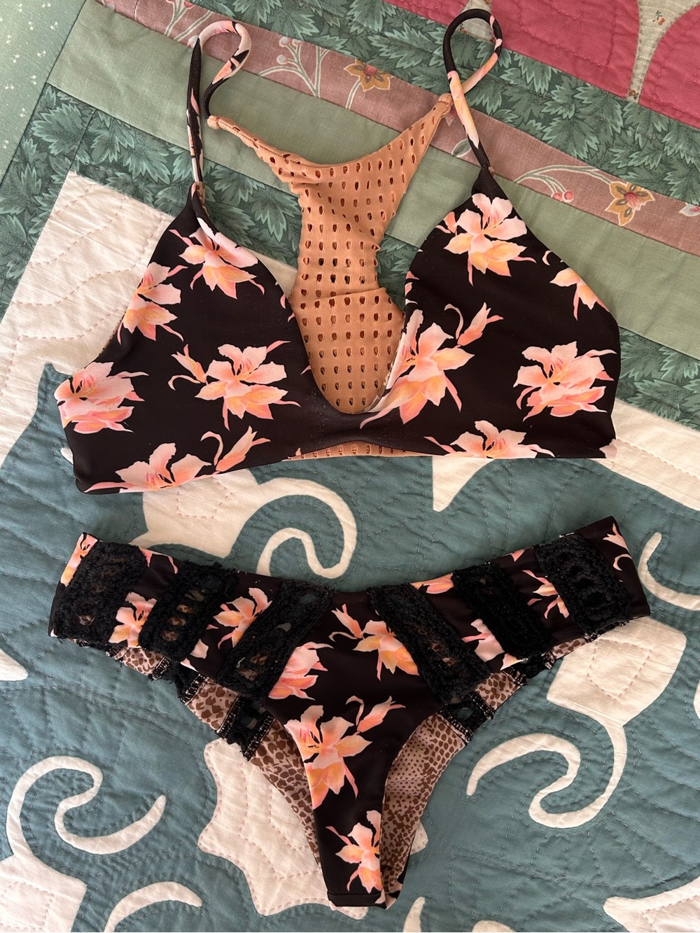 Acacia swim black orchid bikini